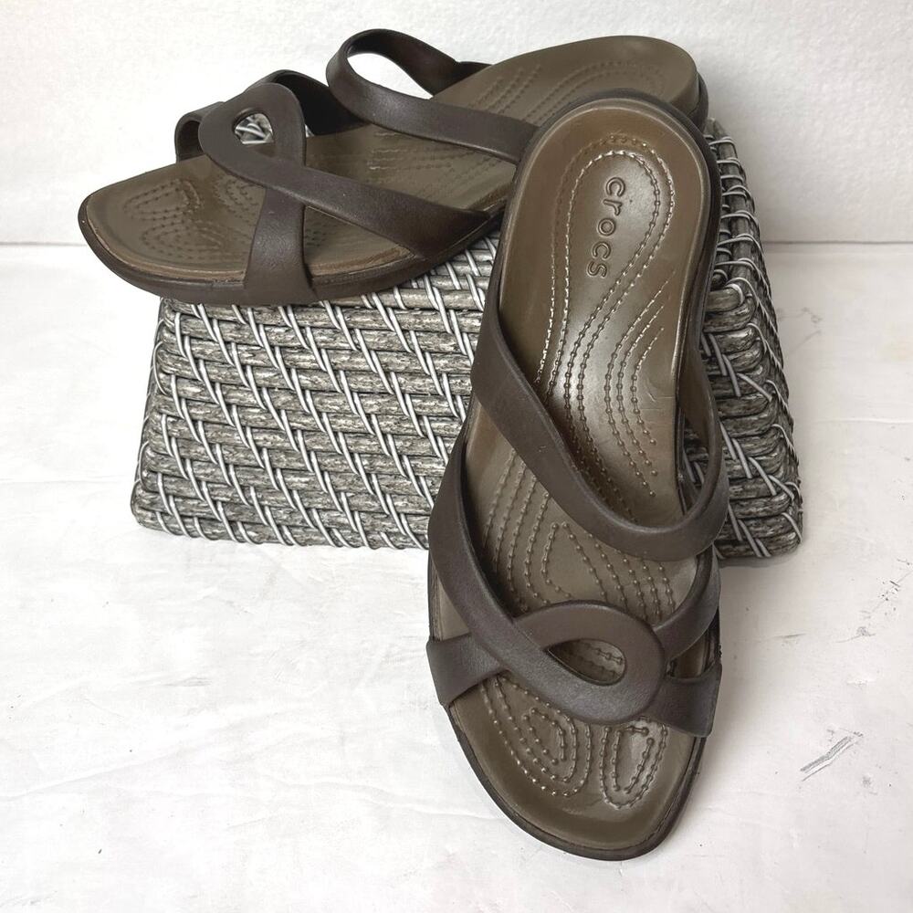 Crocs Women's Brown Maleen Twist Sandals Slip On Lightweight Comfort Size 9